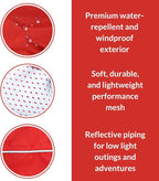 DJANGO Dog Jacket & Raincoat – Lightweight Water-Resistant Coat for Small, Medium & Long Dogs Like Dachshunds – Reflective, Adjustable Fit, Harness-Compatible & Easy-Access Harness Hole - Red, Large