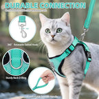 PUPTECK Cat Harness and Leash Set Escape Proof Reflective Cat Walking Harness Adjustable Soft Breathable Mesh Vest for Small Pets, Aquamarine, S