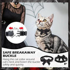 EXPAWLORER Halloween Cat Collar,Adjustable Soft Velvet Cat Collar Breakaway with Flower Accessory and Bell,Safety Quick Release Gothic Style Pet Collar for Cat,Kitten,Small Dog