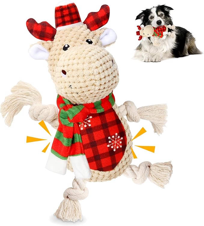 Christmas Dog Toy, Large Dog Toy, Tug of War Toys Dog Chew Toy, Squeaky Dog Toys, Durable Dog Toys for Small/Medium/Large Doys