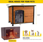 Aivituvin Dog House Outdoor Heated Dog Kennel with Insulated Liner All-Around Iron Frame Large Dog Cage for Small & Medium & Large Dogs,Waterproof