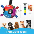 QDAN Dog Soccer Ball, Dog Balls with Straps, Outside Dog Toys for Small Medium Pets, Birthday Gift Toy, Soccer Ball for Dogs with Tags, Herding Balls Toys (6 Inch)