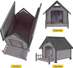 Dog House Outdoor, Insulated Dog Kennel Outside for Large Breed, 50.87" L Weatherproof Large Dog Shelter with Anti-Chewing Iron Frame (Grey, 45" D x 32.9" W x 32.6" H)