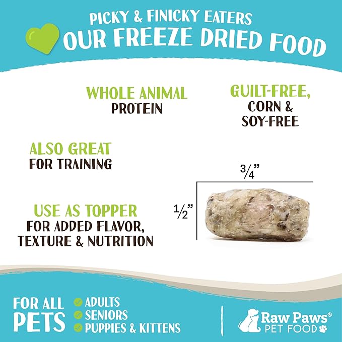 Raw Paws Freeze-Dried Green Beef Tripe for Dogs & Cats (16-Ounce) - Made in USA - Green Beef Tripe Dog Food - Raw Freeze Dried Green Tripe