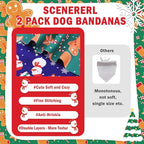 SCENEREAL Christmas Dog Bandanas 2 Pack, Puppy Snowman Xmas Triangle Bibs Handkerchief, Reversible Holiday Dog Bandana for Boy and Girl, Premium Pet Scarf for Small Medium Large Dogs L