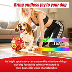 Size 3 Interactive Dog Soccer Ball with Strap, Red & Yellow, Eye-Catching Paw Prints Design, Ideal Outdoor Training Pet Toy, Perfect Choice for Medium & Large Dogs' Playtime
