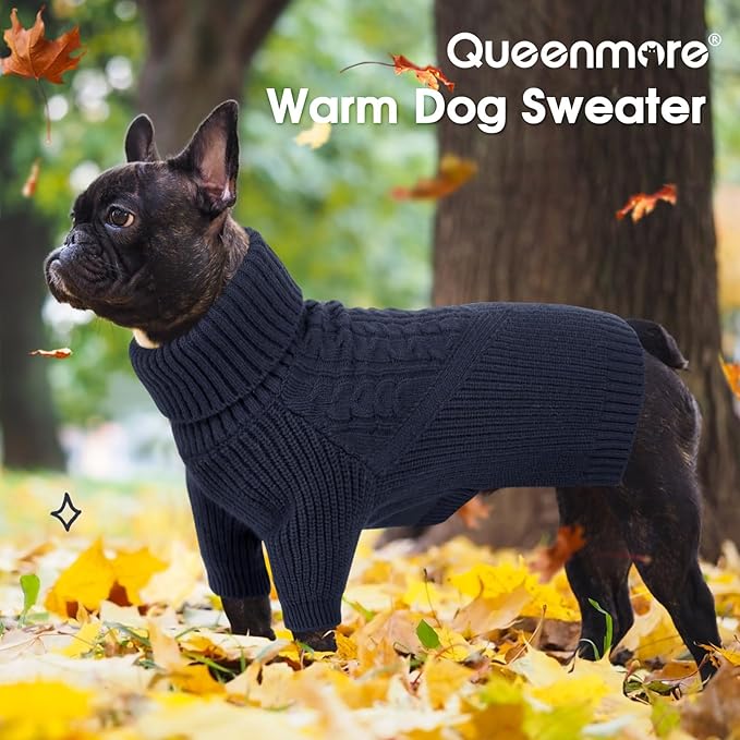 Queenmore Precious Winter Dog Knit Wear XXL - Perfect for Boys or Girls, Ideal Xmas Gift for Big Dogs - Warm & Chunky NavyBlue Color
