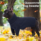Queenmore Medium Dog Sweater, Dog Sweaters for Medium Dogs Girl or Boy, Medium Dog Christmas Sweater, Winter Doggie Sweatshirt Knitwear, Pet Chunky Warm Coat for Small Large Size Dogs, NavyBlue M