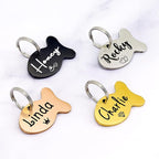 Ultra Joys Cat ID Tag Personalized Pet Tags, Durable Stainless Steel Small Pet Mini Dog Cat Tag Lightweight - Fish Tag in Rose Gold