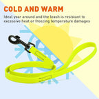 Dogline Biothane Waterproof Dog Leash Strong Coated Nylon Webbing with Black Hardware Odor-Proof Easy to Clean High Performance for Small or Large Dogs Made in USA 4 or 6 ft Lead, Safety Yellow