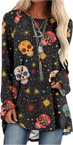 MARSVOVO Women Novelty Graphic Plus Size Sweater Crewneck Long Sleeve Cute Printed Loose Fit Casual Fall Sweaters Top