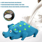 Pig Squeaky Dog Toy, 2 PCS Interactive Rubber Dog Chew Toy - Durable Latex Spot Grunting Pig Toys That Oink for Small Medium Large Dogs (Orange, Blue)
