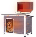 Aivituvin Heated Dog House with Insulated Liner for Winter, Waterproof Dog Kennel for Small Medium Large Dog with All-Around Iron Frame