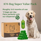 870 Counts Dog Poop Bags Rolls with Dispenser & Leash Clip, Scented Poop Bags for Dogs Waste, Extra Thick & Leak Proof for Poop Doggie Puppy Pet Waste, 9" x 13", Green