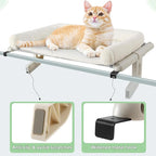 Sunhoo Cat Window Perch Hammock Sturdy Windowsill Bed Seat for Large Cats No Drilling No Suction Adjustable Kitty Shelf with Washable Cover Easy Assembly Holds up to 40 lbs 24.8 * 15 in (White, L)