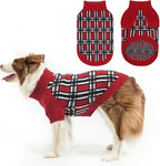 SCENEREAL Turtleneck Dog Sweater for Small Medium Large Dogs Girls Boys, Christmas Plaid Pullover Puppy Sweatershirt, Dogs Cold Weather Outfit Clothes, Ideal Gift for Pet in New Year, Red Plaid L
