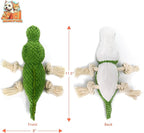 Dog Toys, Squeak Toy, Chew Toy, Tug of War Dog Interactive Toy, Knotted Rope for Teeth Cleaning & Boredom, Green, Crocodile Shape