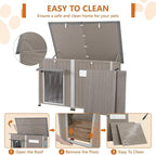 55"L Dog House Outdoor Large Breed Extra XL Wooden Dog House with Weatherproof Asphalt Roof, All-Around Iron Frame, Removable Floor, Openable Top Roof, Air Vents Window for Medium to Large Dogs