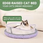 Cat Beds for Indoor Cats, Round Dog Bed for Small Dogs, Puppy, Kitten -Soft Plush Washable Cat Bed Calming with Protective Shield (Purple，21 Inches)