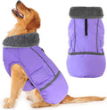 Dogcheer Warm Dog Coat, Waterproof Dog Jacket Christmas Puppy Winter Coat with Buckle, Reflective Adjustable Pet Snow Jacket Fleece Sweater for Small Medium Large Dogs - Taro Purple L