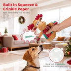 Christmas Dog Toys – Plush Reindeer & Snowman Holiday Set for Small and Medium Dogs, Soft Stuffed Chew Toys with Crinkle Ears, Festive Red Green Plaid, Cute Stocking Stuffer Gift