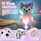 Houwsbaby 12'' Gray Light up Husky Stuffed Animal Dog Floppy LED Plush Toy Puppy Night Lights Glow Pillow Birthday Festival for Kids Toddler Girls