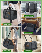 Morpilot Pet Travel Carrier Bag, Soft-Sided Dog Carrier Cat Carrier Pet Carrier (18 x 12.5 x 14 Inches), for Large Cats and Medium Puppies, w/Locking Safety Zippers, Foldable Bowl