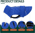 Kuoser Dog Coat, Extra Warm Dog Jacket Windproof Dogs Cold Weather Coats for Large Dogs, Fleece Lining Turtleneck Puppy Snowsuit Reflective Adjustable Pet Winter Clothes Christmas, Blue 2XL