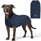 KYEESE Dog Sweater with Leash Hole Comfy Pullover Sweater Medium Size Male with Reflective Yarn Warm Pet Coats Stretchy Cozy Lightweight Thick Knitwear Dog Clothes, Navyblue, X-Large