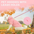 BEAUTYZOO Dog Hoodie & Cat Sweater for Small Dogs Puppy Girls Boys, Fleece Lined Warm Winter Fall Dog Clothes with Leash Hole and Pocket, Ultra-Soft Pet Jacket Coats Kitten Clothing, Pink M