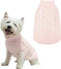 Mihachi Turtleneck Dog Sweater - Winter Coat Apparel Classic Cable Knit Clothes with Leash Hole for Cold Weather, Ideal Gift for Pet in New Year Rosy Small