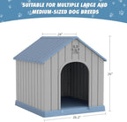 Dog House Outdoor Indoor, Weatherproof Insulated Dog House with Elevated Floor and Air Vents for Small to Medium Dogs,Easy Clean and Assemble (Blue1, 26.18''L × 24.02''W × 25.98''H)