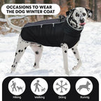 IDOMIK Warm Dog Coat with Harness, Waterproof Reflective Dog Jackets for Small Medium Large Dogs, Fleece High Collar Winter Jacket with Zipper, Pet Winter Snowsuit Clothes for Cold Weather,Black XL
