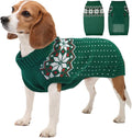 Kuoser Dog Sweater, Holiday Christmas Snowflake Pet Warm Knitwear Dog Sweaters Soft Puppy Clothing, Doggie Turtleneck Cold Weather Outfit Pullover for Small Medium Large Dogs Cats, Green L