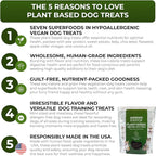 Hypoallergenic Healthy Dog Treats: Plant-Based Vegetarian Dog Snacks w/ Kelp, Sweet Potato, Chia, Flaxseed, Coconut Oil for Skin & Coat, Grain & Gluten-Free Vegan Protein Dog Treats Training, 5 oz
