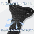 Cat Harness and Leash Set Escape Proof for Kitten Walking, Soft Adjustable Top Handle Vest Harnesses for Cats, Easy Control Breathable Reflective Small Medium Large, Black, XS