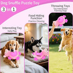 Interactive Dog Toys, Plush Dog Toy with Treat Dispensing Ball, Squeaky Dog Toy with Cute Plastic Paws for Playing,Slow Eat Hiding Food Enrichment Toy for Small & Medium Breeds(Pink)