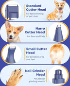 oneisall Dog Clippers & Dog Paw Trimmer 4-in-1 Cordless Grooming Kit: 2-Speed Low Noise Clippers with Rechargeable Quiet Nail Grinder for Dogs & Cats (Blue)