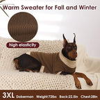 Great Dane Dog Sweater XXXXXL, Warm Stretchy Dog Sweater with Harness Hole, Christmas Sweaters for Extra Large Dogs Boy Girl, Winter Turtleneck Pet Clothes Holiday Outfit, Brown 5XL