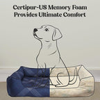 Orthopedic Bolster Dog Bed – CertiPUR-US Foam, Recycled Polyester Canvas, Washable Cover, Anti-Slip Bottom, Small, Pink Check – Stylish Designer Dog Sofa