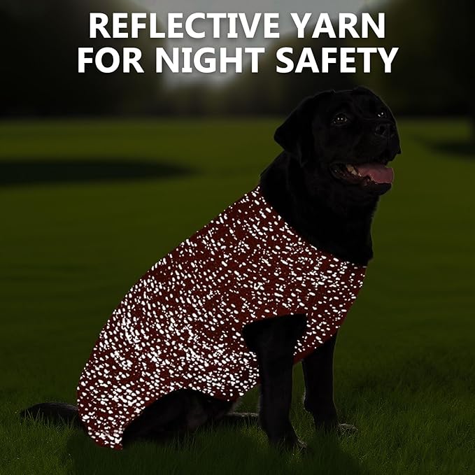 KYEESE Dog Sweater with Leash Hole for Small Dogs Male Warm Pullover with Reflective Thread Soft Knitwear Boy Dog Clothes Cozy Lightweight Thick Sweater Pet Indoor Outdoor Wear,Orange,X-Small