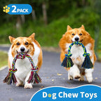 [2 Pack] Dog Rope Toys, Dog Chew Toy for Medium and Small Dogs, 3 Knots Heavy Duty Puppy Rope Toy, 100% Cotton Tug of War Dog Toys for Boredom, Teeth Cleaning
