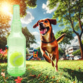 Wine Bottle Dog Toy, Fun Interactive Cute Squeaky Dog Toys with Tennis Ball Inside, Ideal for Large/Medium/Small Dogs to Fetch Games and Bonding Time, Not for Heavy Chewers, Medium-Green