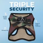Best Pet Supplies Voyager Step-in Air Harness - All Weather Mesh, Reflective, No Pull Harness for Dogs, Cats - Secure with Hook & Loop Fastener, Buckle, Double D-Rings - Army/Black Trim, M