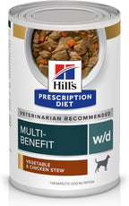 Hill's Prescription Diet w/d Multi-Benefit Digestive/Weight/Glucose/Urinary Management Vegetable & Chicken Stew Wet Dog Food, Veterinary Diet, 12.5 oz. Cans, 12-Pack
