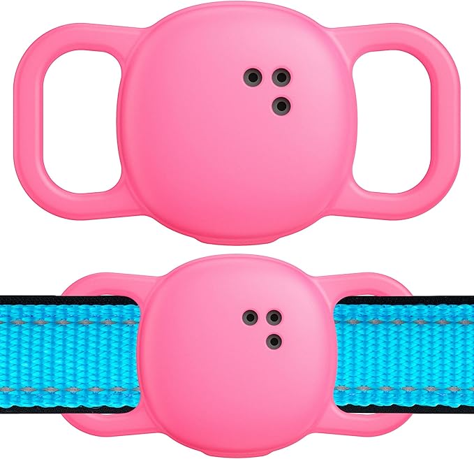 DDJ for Tile Life360 Sticker (2024) Tracker Cat Collar Case, 2-Pack Silicone Anti-Lost Protective Cover Tile Tracker Holder for Dog & Pet Collars, Durable, Easy Installation, Lightweight, Neon Pink