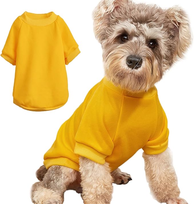 Puppy Sweater for Small Dogs Clothes Warm Winter Cat Clothe Pet Sweatshirt Knitwear Doggie Kitten Clothing, Yellow, X-Large