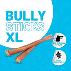 Sitka Farms Bully Sticks XL 12 inch - 6 Count - Bully Sticks 100% Natural and Long Lasting Dog Chews for Medium Large and Small Dogs of All Breeds - Grain & Rawhide Free Chews