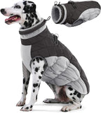 AOFITEE Dog Coat, Warm Dog Jackets for Large Dogs, Reflective Turtleneck Dogs Winter Coat with Harness Built in, Waterproof Windproof Pet Snow Jacket Fleece Vest for Cold Weather, Grey XXL