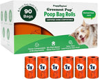 Puppington Certified Home Compostable Poop Bags - ASTM D6400 Compliant - 90 Extra Thick Bags - Plant Based - Pairs with Puppington 3-in-1 Bag & Fits all Standard Poop Bag Dispensers (Poppy Orange)
